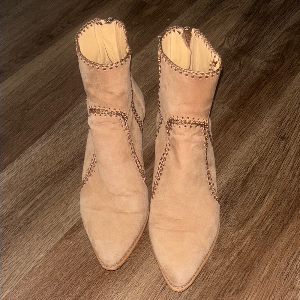 Alexandre Birman Tan Ankle Booties with Suede Finish